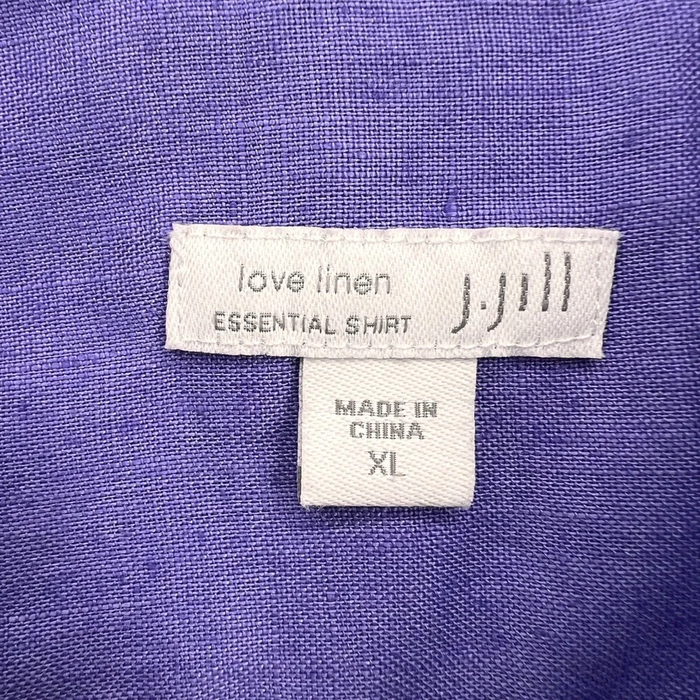 J.Jill Love Linen Essential Button Front Shirt Women XL Purple Minimal Coastal - Picture 5 of 11